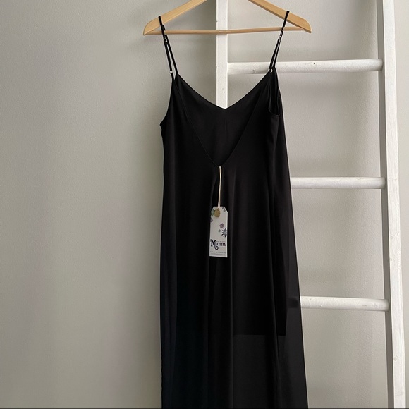 NWT Show Me Your Mumu S Black Jolie Sheer Slip Dress Maxi Chiffon Low Back - Picture 9 of 13
